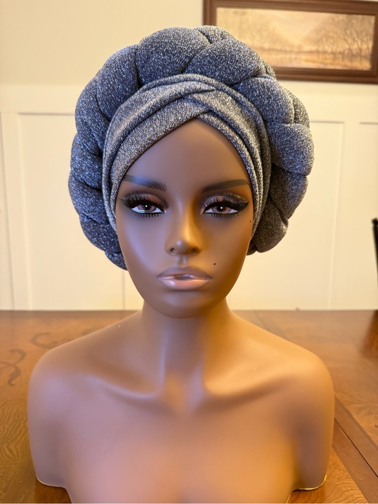 Sparkle Braided Turban Headwrap - Silver